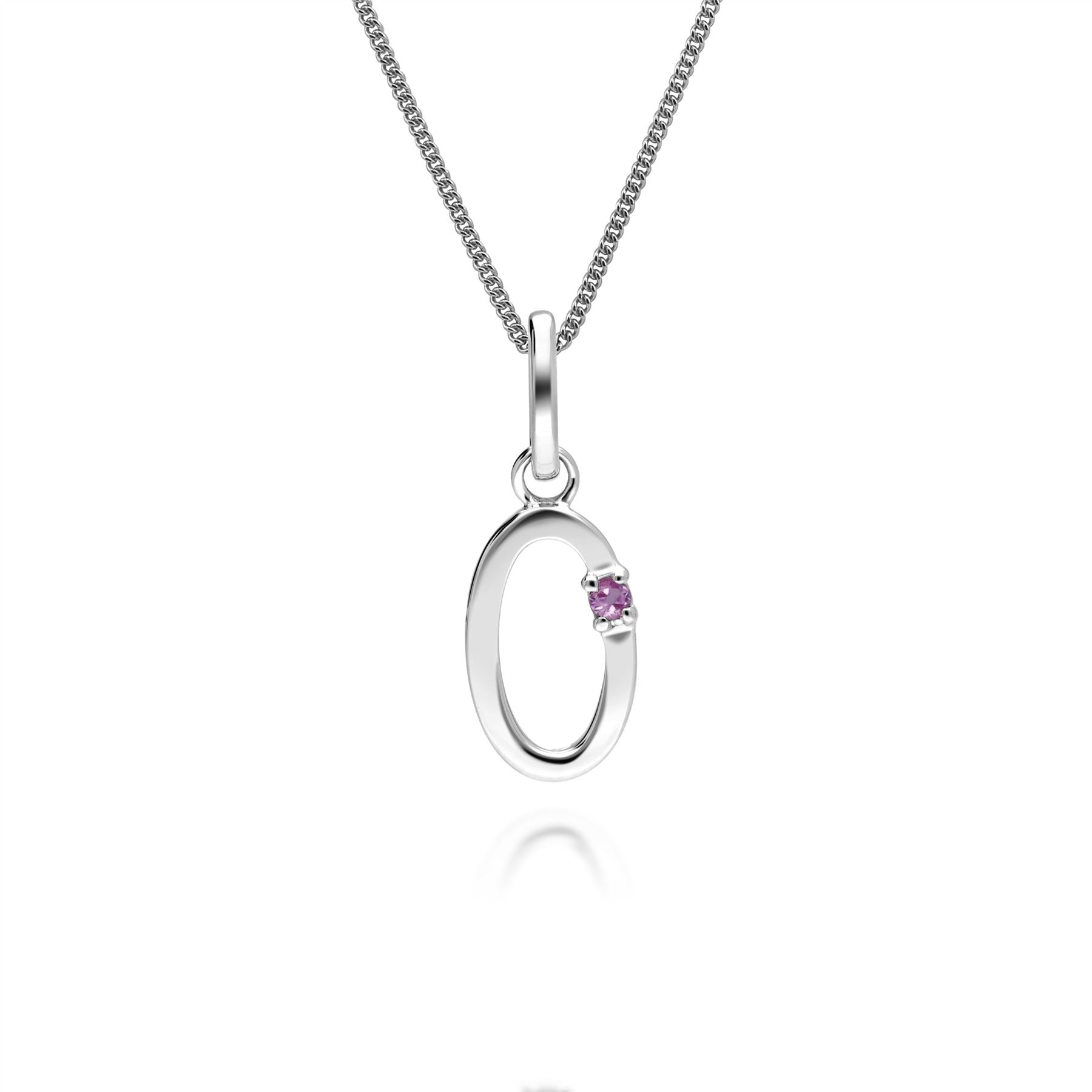 Initiale O Anfangsbuchstaben Rosa Saphir Anhänger in 9ct Weiß Gold
