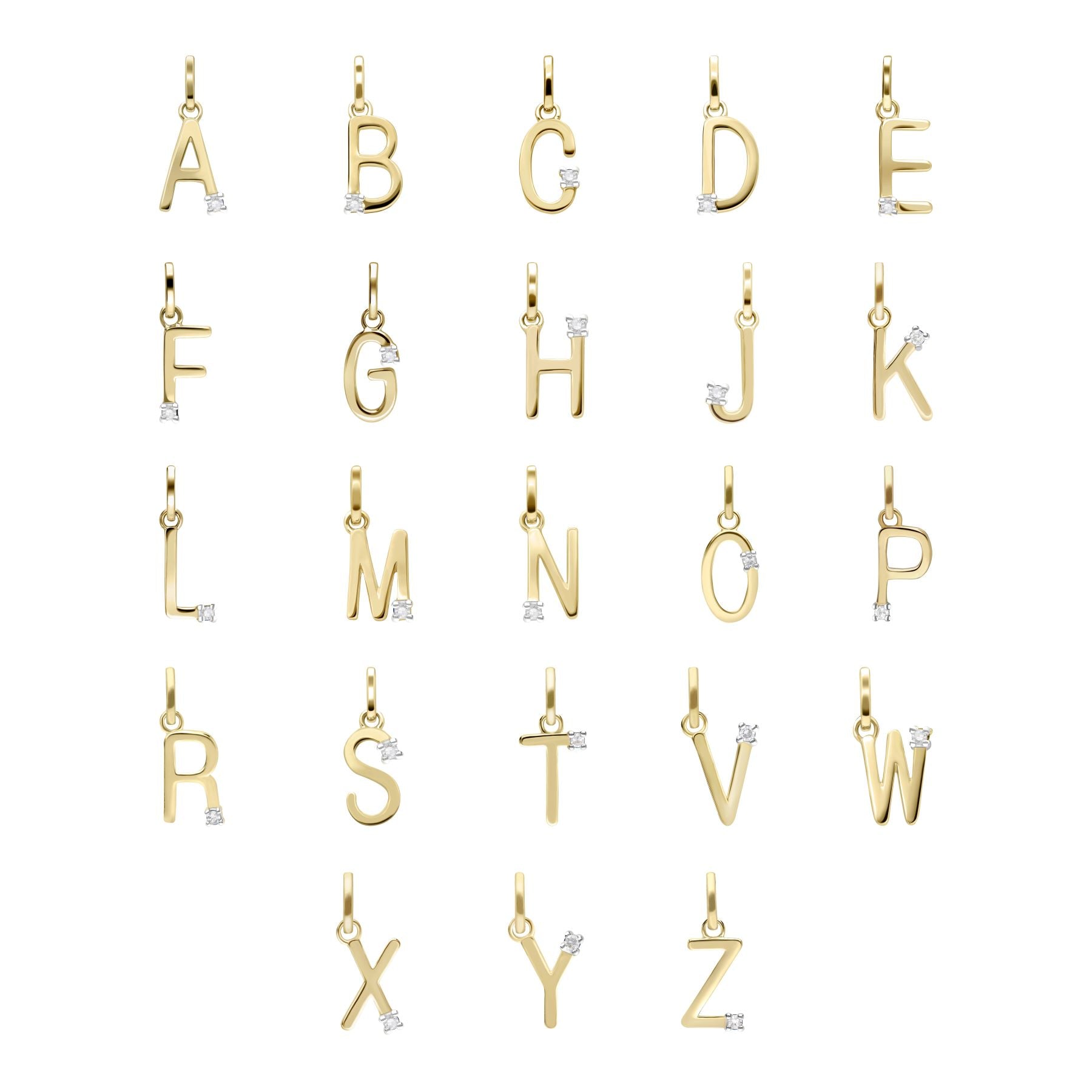 Initiale A Diamant Anfangsbuchstaben Kette in 9ct Gelb Gold