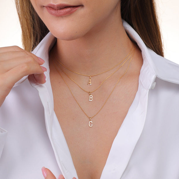 Initiale A Diamant Anfangsbuchstaben Kette in 9ct Gelb Gold