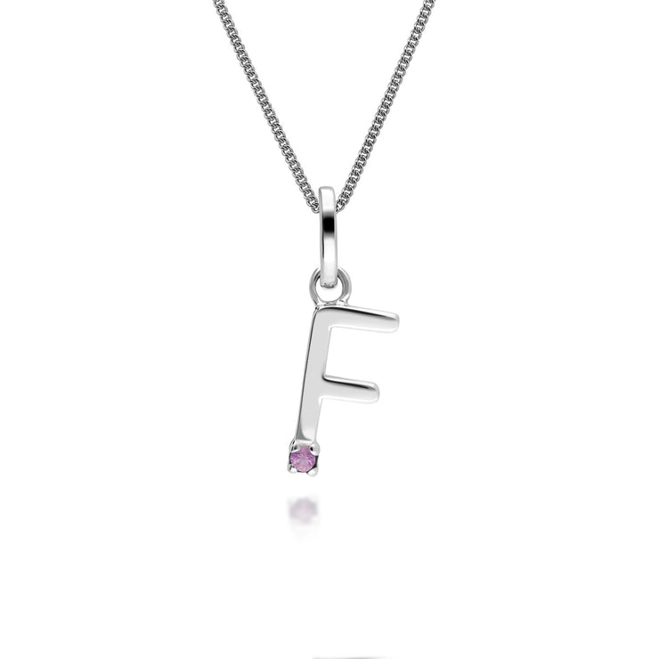 Initiale F Anfangsbuchstaben Rosa Saphir Anhänger in 9ct Weiß Gold