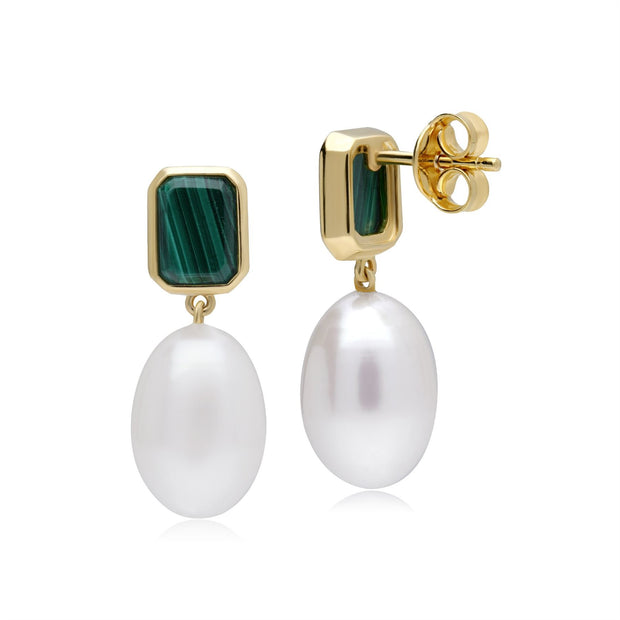 ECFEW™ 'The Unifier' Malachit & Barock Perle Tropfen Ohrringe