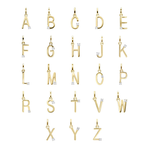 Initiale A Diamant Anfangsbuchstaben Kette in 9ct Gelb Gold